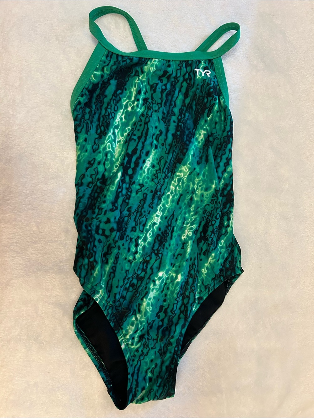 TYR Women’s Size 30 Green Abstract One Piece Competition Swimsuit